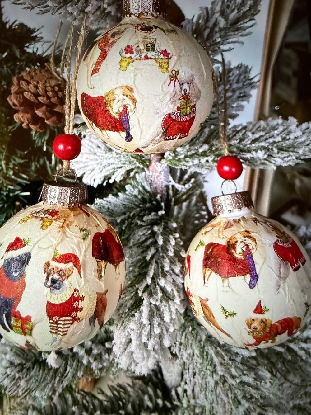 Christmas Ornaments Unique Cute Dog Handmade Toule Decoupage
